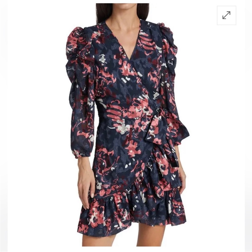 NWT Tanya Taylor Sasha Floral Wrap Dress - Marine Navy, size US 6